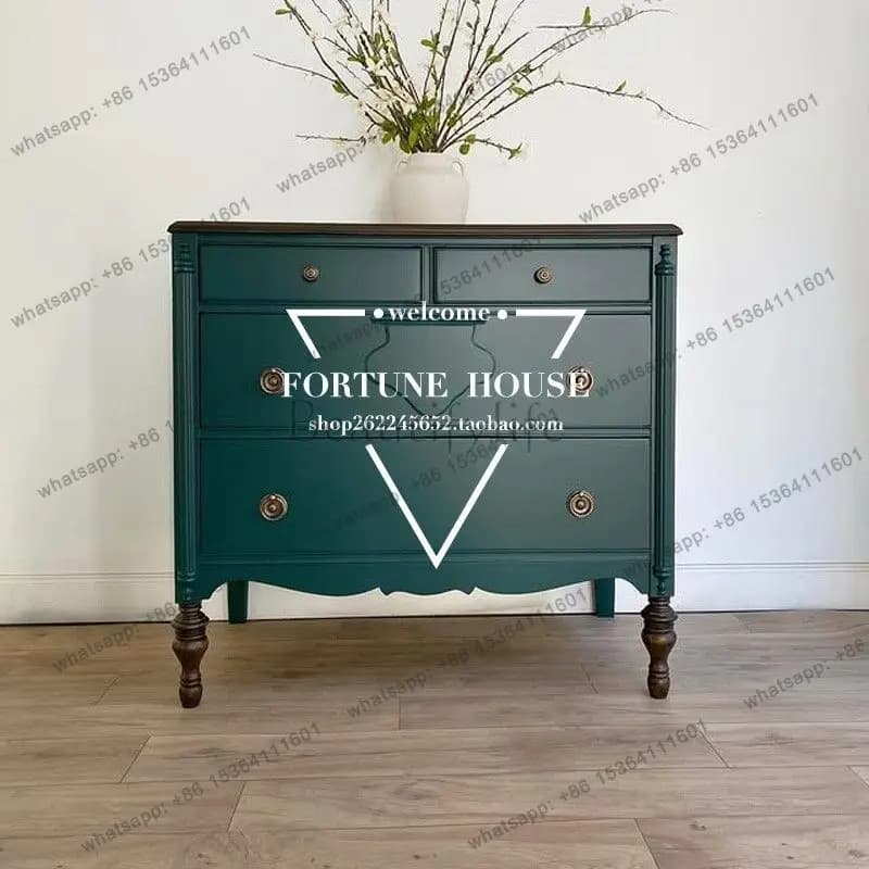 Factory Direct Sales American Country Solid Wood Chest, Living Room, Entrance Cabinet, French Retro Engraved Bedroom, Storage Ca
