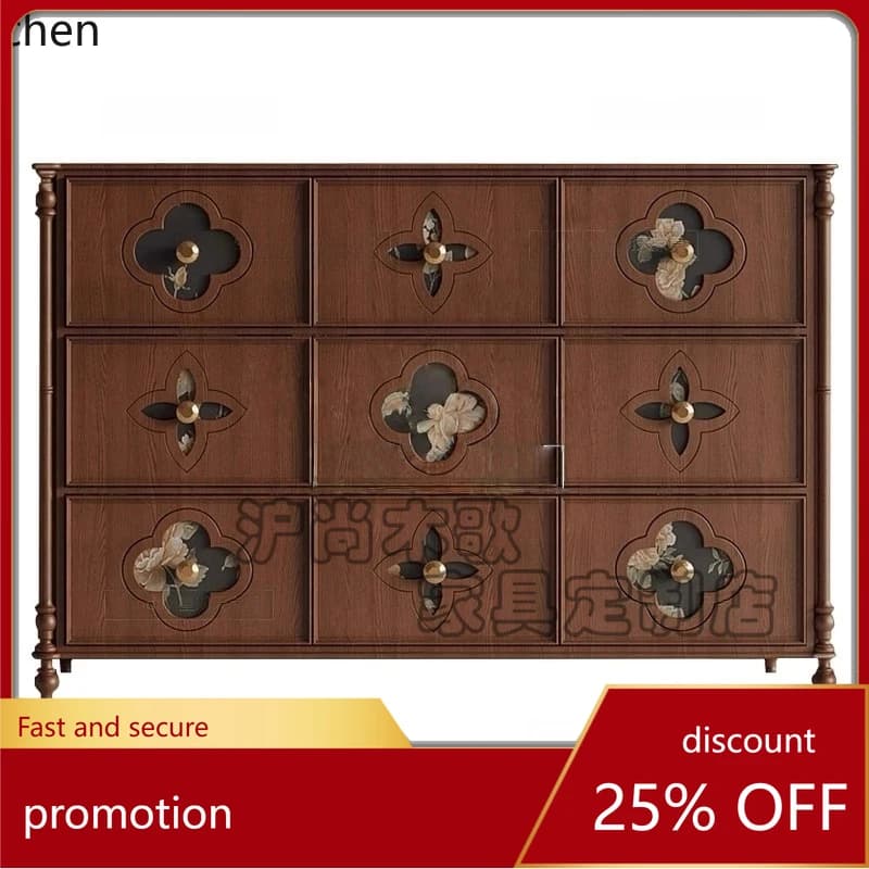 ZML Solid Wood Chest of Drawers Storage Sideboard Cabinet Living Room Storage Cabinet Bedroom Drawer Cabinet