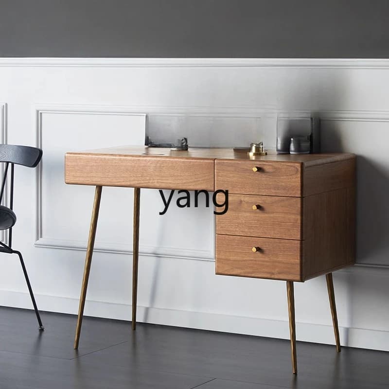 LMMDressing Table Modern Simple Bedroom Small Apartment Light Luxury Walnut Wood