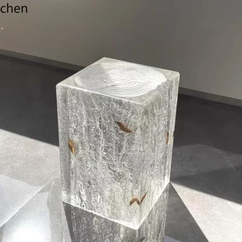 DSA Creative Acrylic Epoxy Resin Transparent Stool Chair Art Sculpture