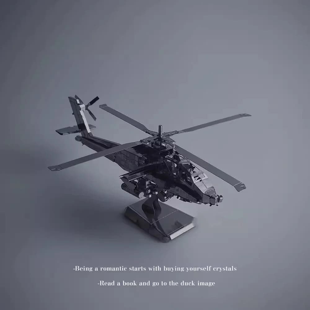3D Metal Puzzle AH-64 Helicopter Model Creative Stress Relief Ornament for Birthday Gift to Friends