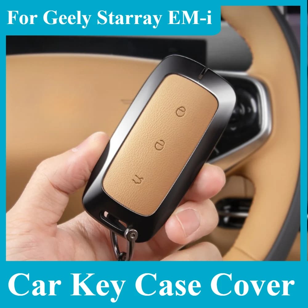 For Geely Starray EM-i Metal Leather Full Wrap Car Smart Key Case Cover Scratch Resistant Full Protective Auto Key Accessories