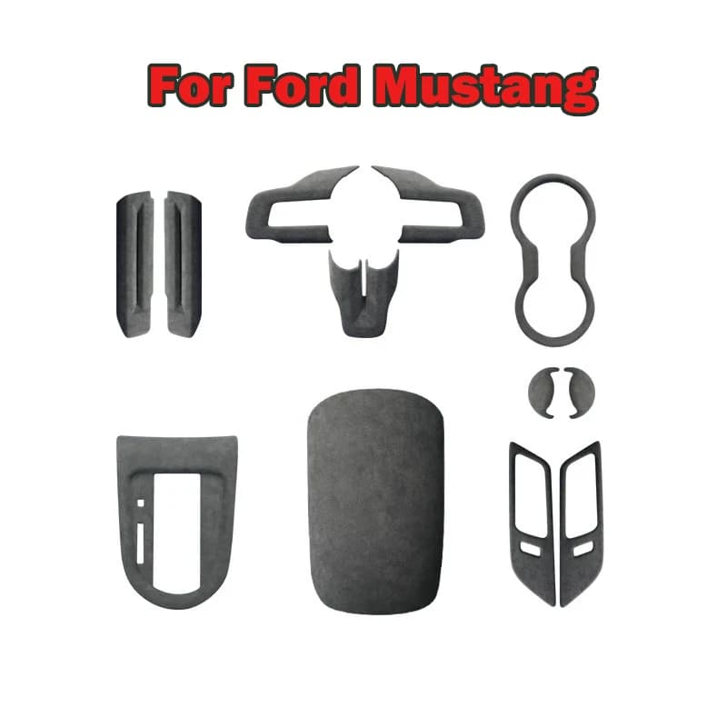 top Suede Cover For Ford Mustang 2015-2023 Car Center Console Armrest Cushion Steering Wheel Storage Sticker Interior
