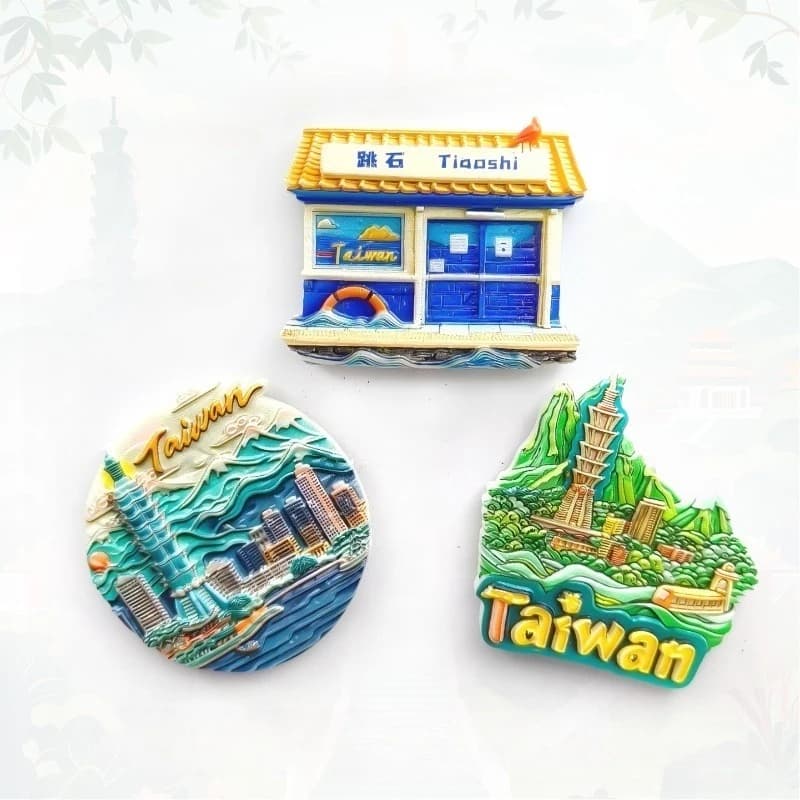 Taiwan Fridge Magnet - 3D Travel Souvenir Cute Minimalist Decor Instagrammable Gift with Strong Magnet