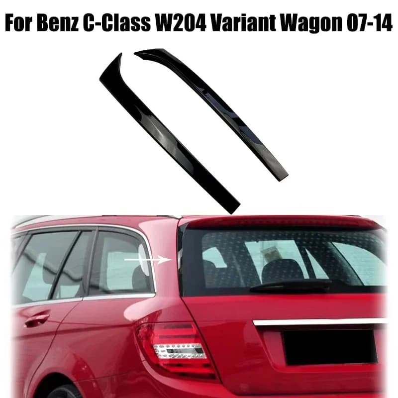 For Mercedes-Benz C Class W204 Variant Wagon C200 C260 2007-2014 Rear Window Side Spoiler Trim ABS Gloss Black Exterior Parts