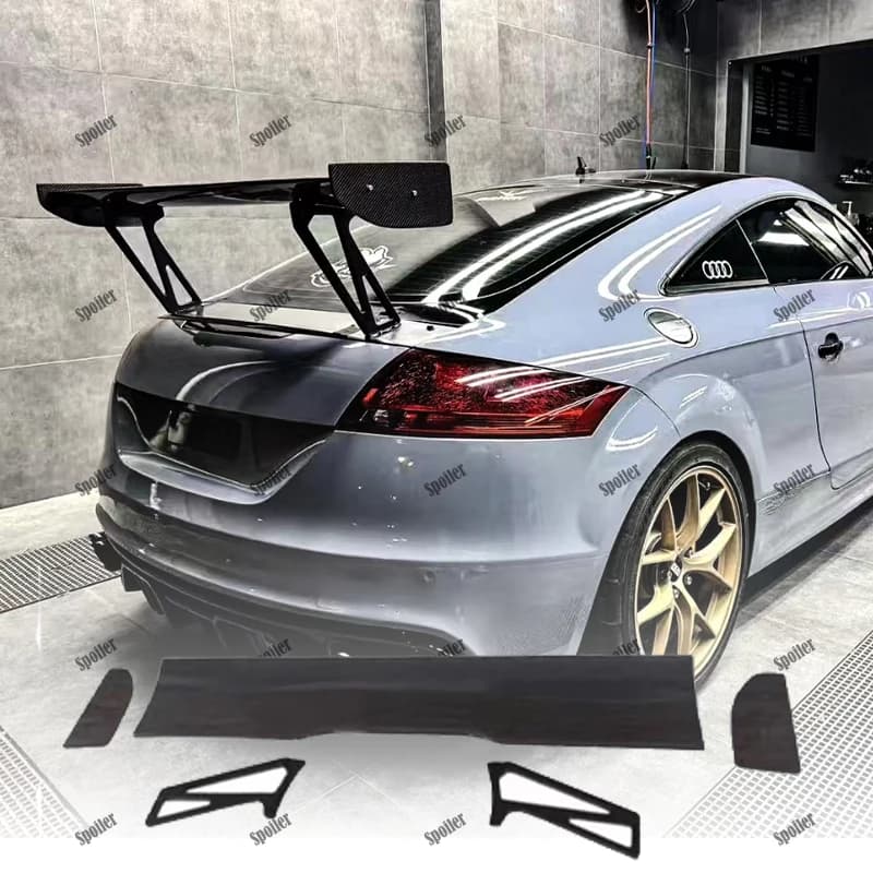 For Audi TT TTS TTRS MK2 MK3 Accord Standard 2008 - 2026 Carbon Fiber Look Gloss Black Rear Diffuser GT Styling Rear Spoiler