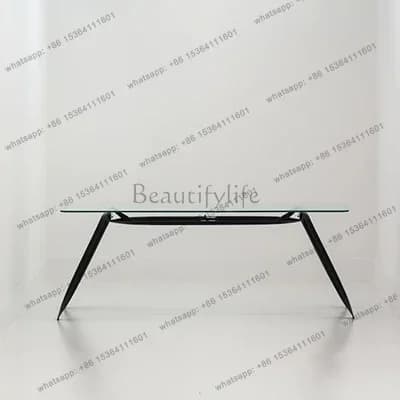 YJ  Light luxury art decoration stainless steel dining table villa living room hotel meeting desk simple