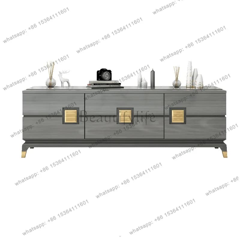 Modern Italian light luxury American TV cabinet living room black sandalwood simple floor cabinet furniture