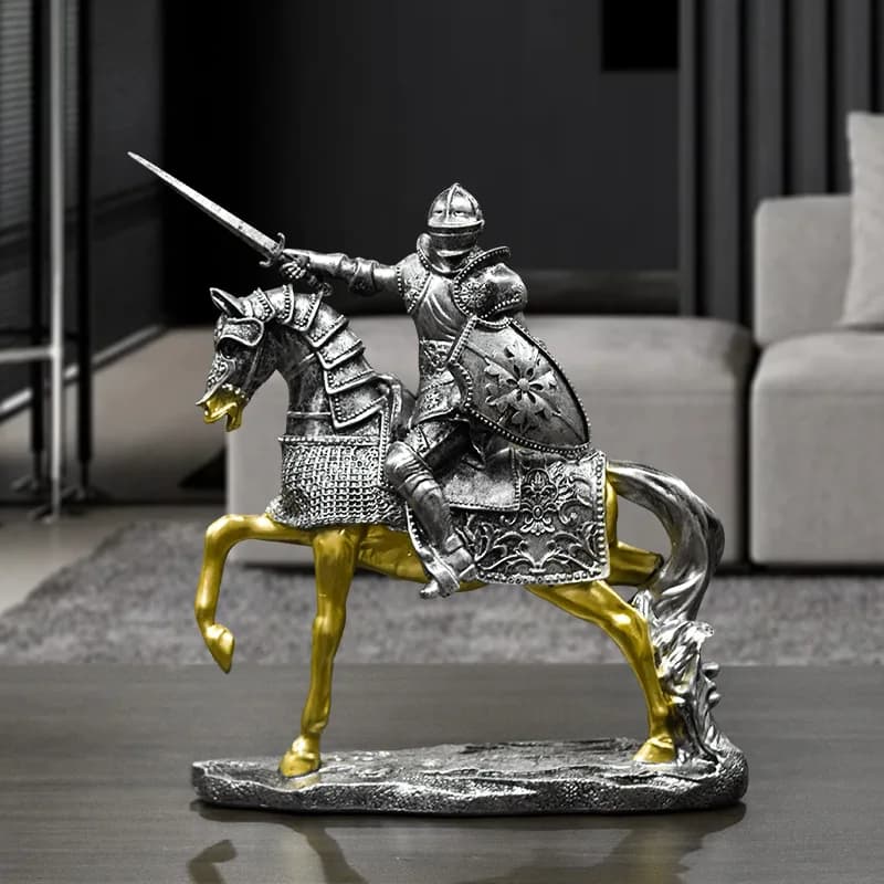 Order of Knights Creative Figure Statue Heavy Armored Resin Knight Sculpture Desk Room Aesthetic Decor Home Decor Accessories