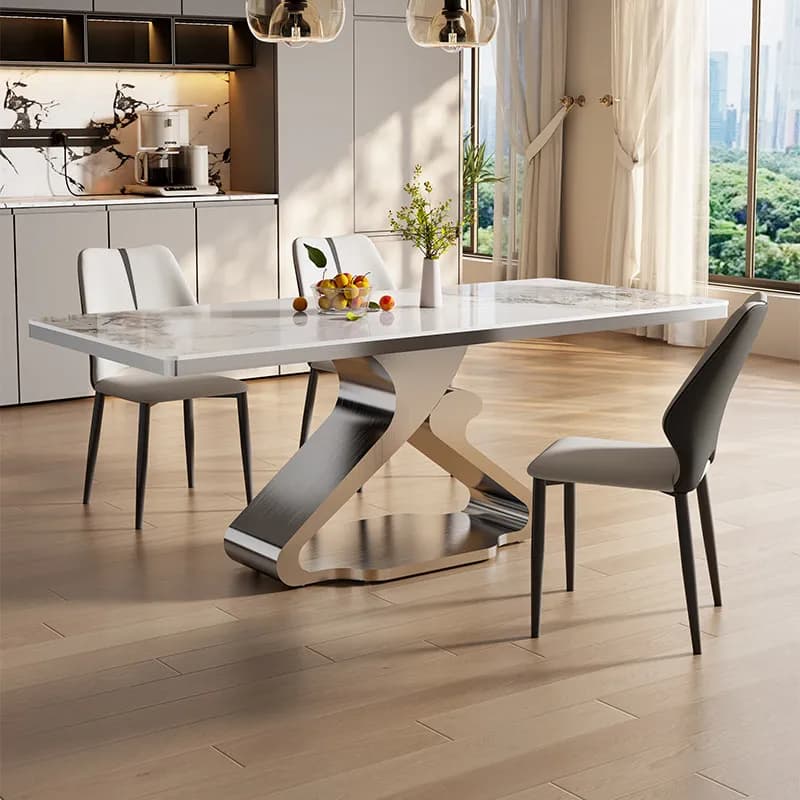 Granite board dining table and chairs living room home modern rectangular dining table