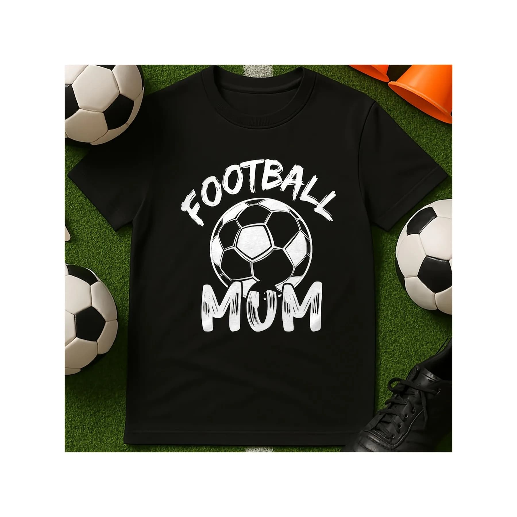Football Mom Graphic T-Shirt Breathable Soft Cotton Tee Daily Wear Soccer Parent Gift