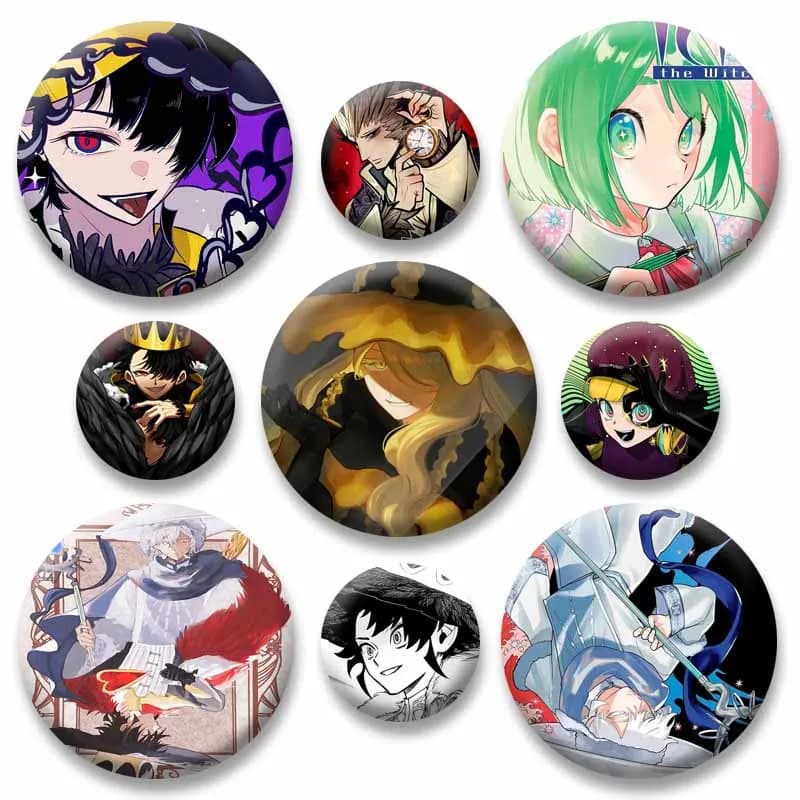 Anime Comic Ichi The Witch Button Pins Cartoon Role Playing Badge Desscaras Gokuraku Kumugi Brooch Bag Hat Ornament Jewelry Gift