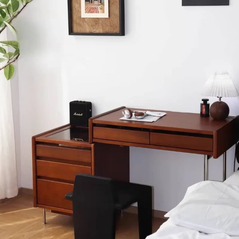 Brown Vintage Vanity Table Dest Storage Simple Long Europa Drawer Makeup Vanity Desk Solid Wood Mobiletto Per Trucco Furniture