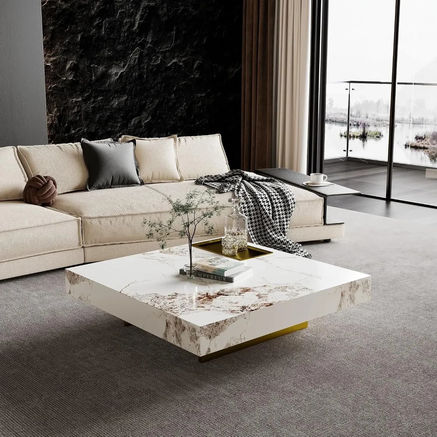 Nesting Square Elegant Industrial Coffee Table Spacious Wooden Practical Sophisticated Coffee Table Mesa Sala Home Furniture