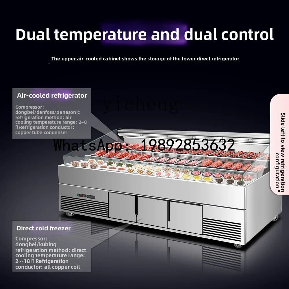 ladder ordering cabinet commercial air-cooled open stall vegetable display cabinet self-service fresh-keeping ice table spray