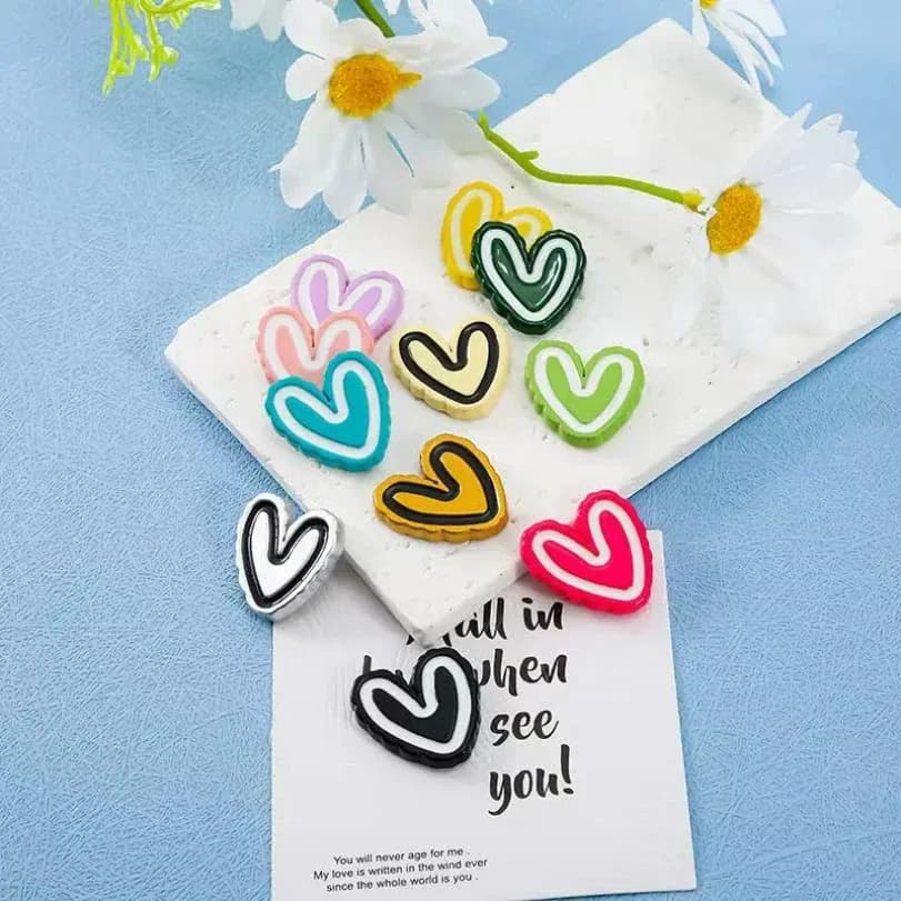 10Pcs Two-tone Heart Fridge Magnets Cute Photo Message Fixed Magnet Home Decor