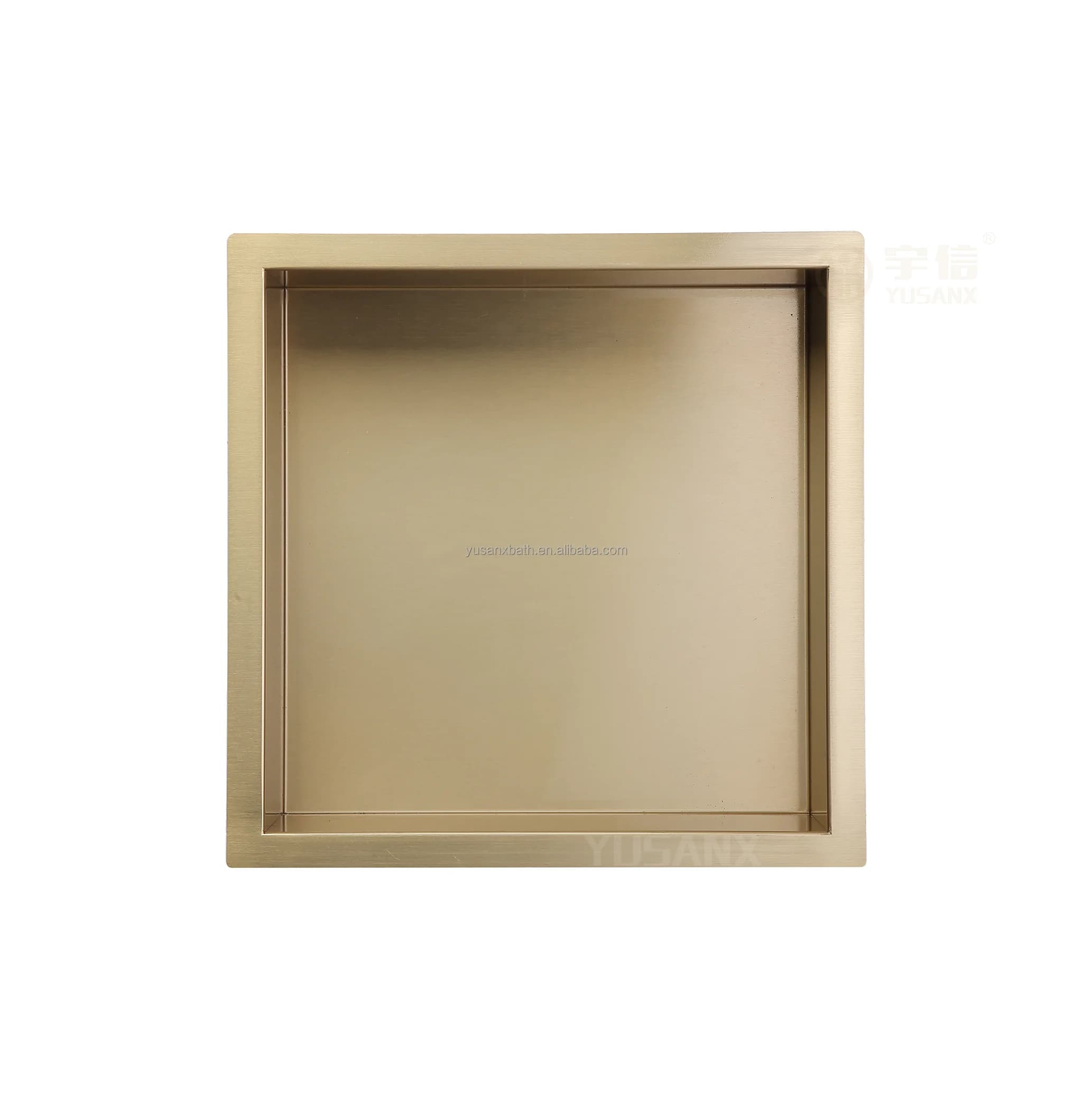 30*30cm Brushed PVD Plated 304 Stainless Steel Recessed Shower Niche Wall-mounted Storage Shelf  No Tile Needed
