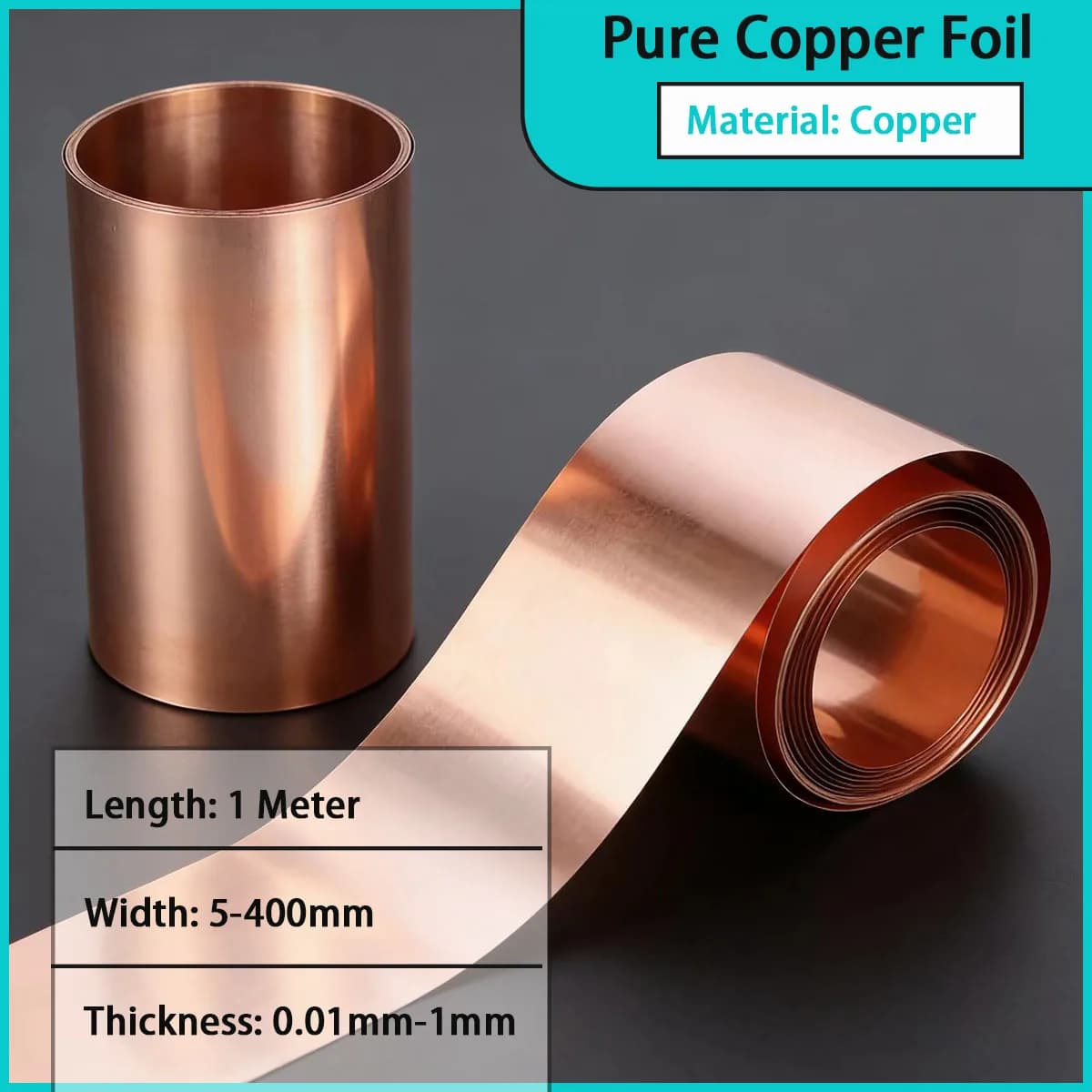 Pure copper foil with a width of 5-400mm and a thickness of 0.01mm-1mm is used for lithium batteries, electronic devices, etc