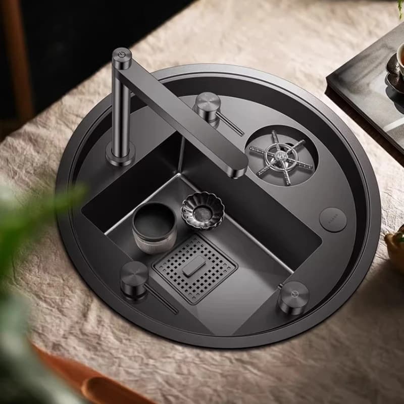 Round sink, kitchen pantry, cup washer, single slot, invisible small round slot