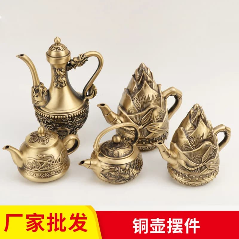 Wholesale for Home Use, Tea Kettle, Desktop Copper Ornaments, Landscape Teapot, Wine Pot