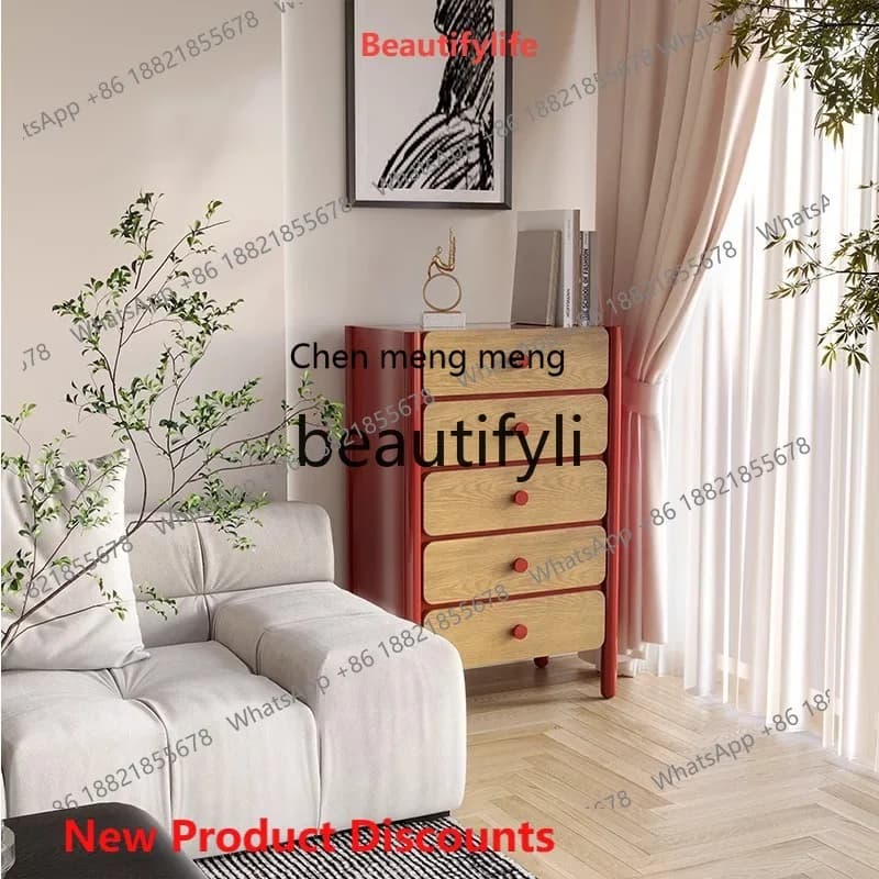 2003 American solid wood small chest, retro storage cabinet, small apartment drawer, household storage side cabinet
