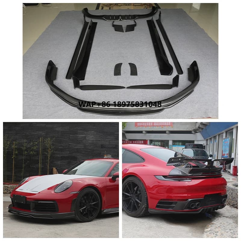 2019-2025 Car Upgrade Wet Carbon Fiber Front Rear Lip Side Skirt Rear Spoiler New Condition Fit for TechArt