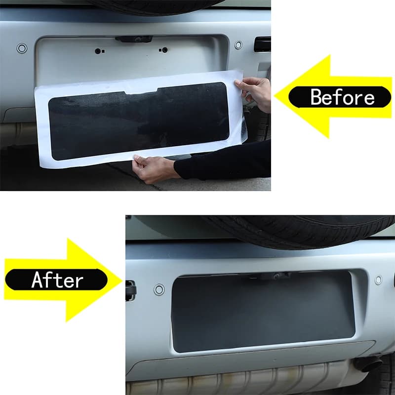 1Pcs PVC Black For Land Rover Defender 90 110 2020-2024 Car Rear License Plate Frame Sticker Exterior Modification Accessories