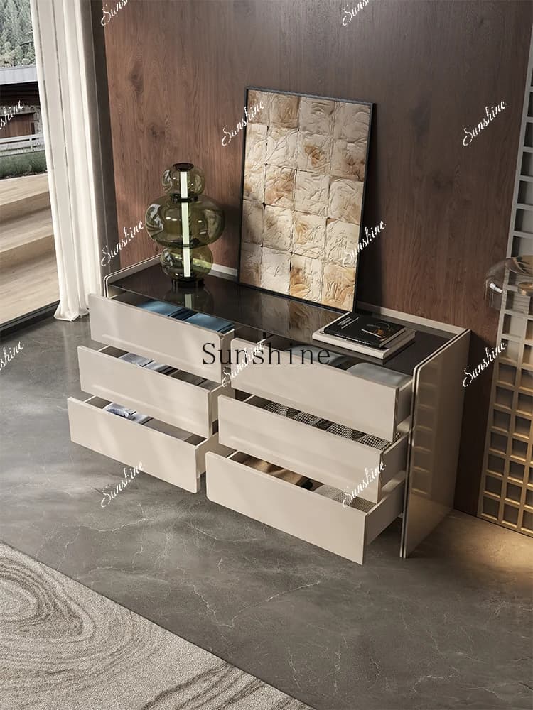 Modern light luxury mirror paint six-chest cabinet small apartment living room dining side multi-functional storage  FT
