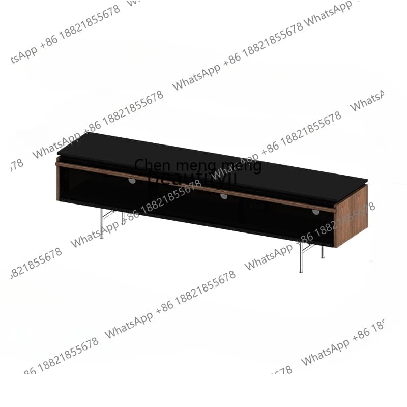 X TV Cabinet Stone Plate Black Walnut Solid Wood Silent Wind Black Minimalist Machine Coffee Table Combination Modern Minimalist