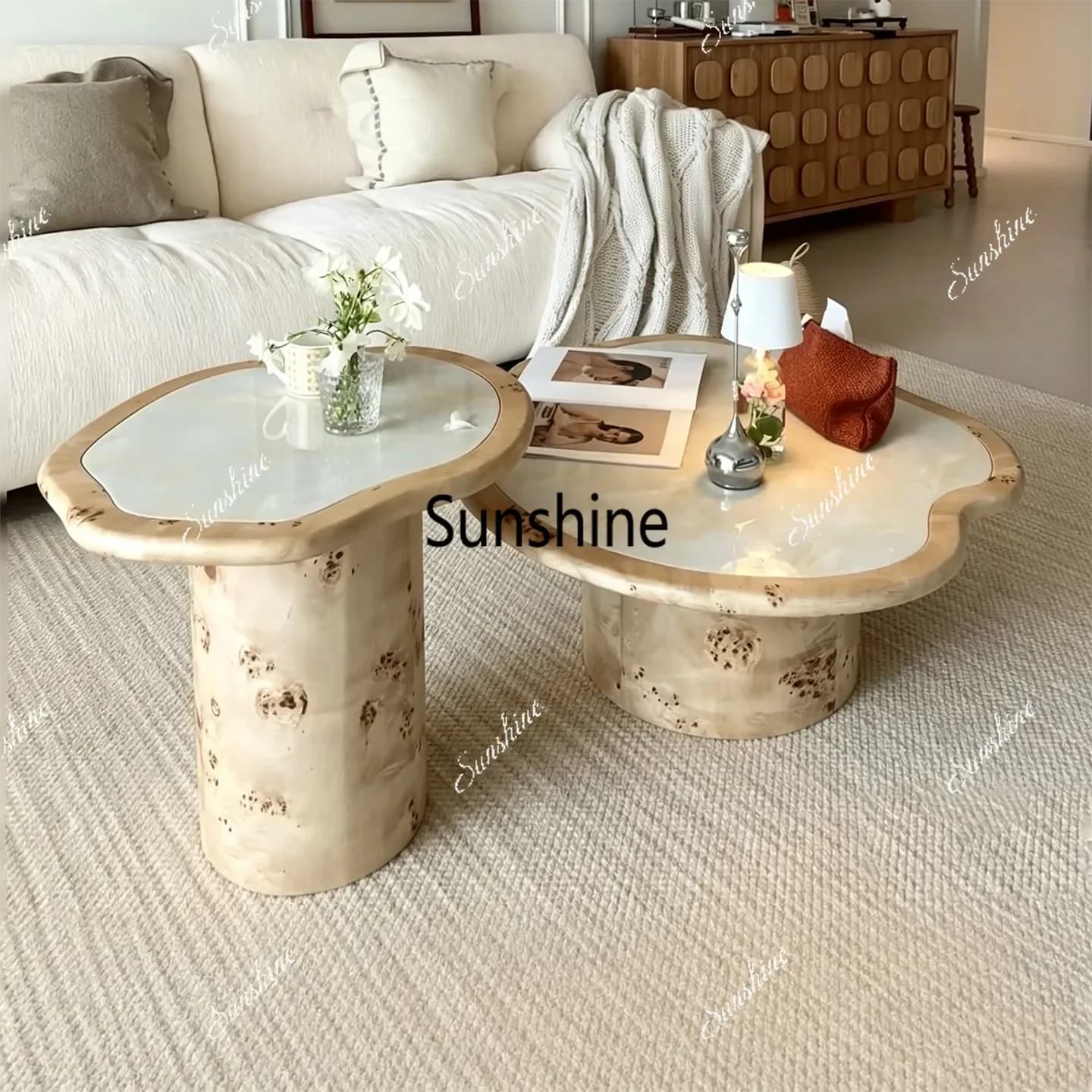 YFrench antique style, solid wood coffee table design, home light luxury high-end sense