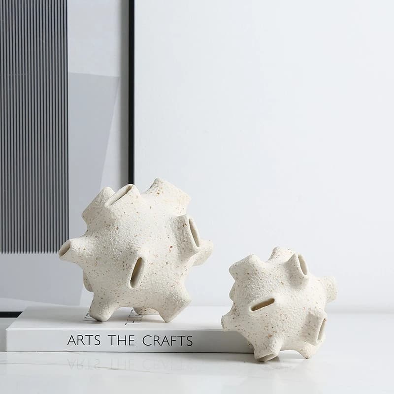 Modern wabi-sabi abstract art sandstone flat mouth ball ornament,  exhibition hall wine cabinet desktop