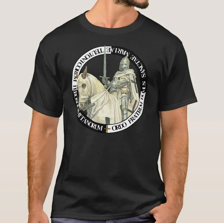 Ordo Fratrum Domus Sanctae Mariae Teutonicorum.  Knight Seal T-Shirt 100% Cotton O-Neck Short Sleeve Casual Mens T-shirt