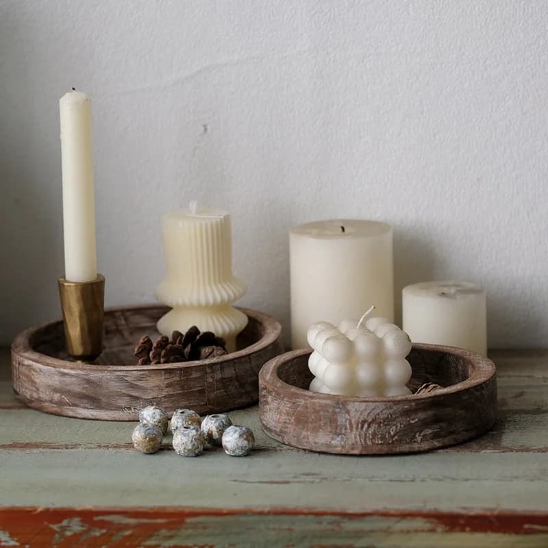 Retro Wooden Candle Tray Holder Multi-purpose Tray Lightweight Candle Holder Tray for Countertop Desktop Ornaments