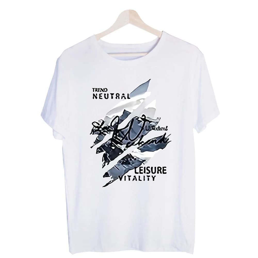 Men's Abstract Brushstroke and Typography Print Graphic Tee, Casual Streetwear T-Shirt for Daily Wear and Leisure Outfits