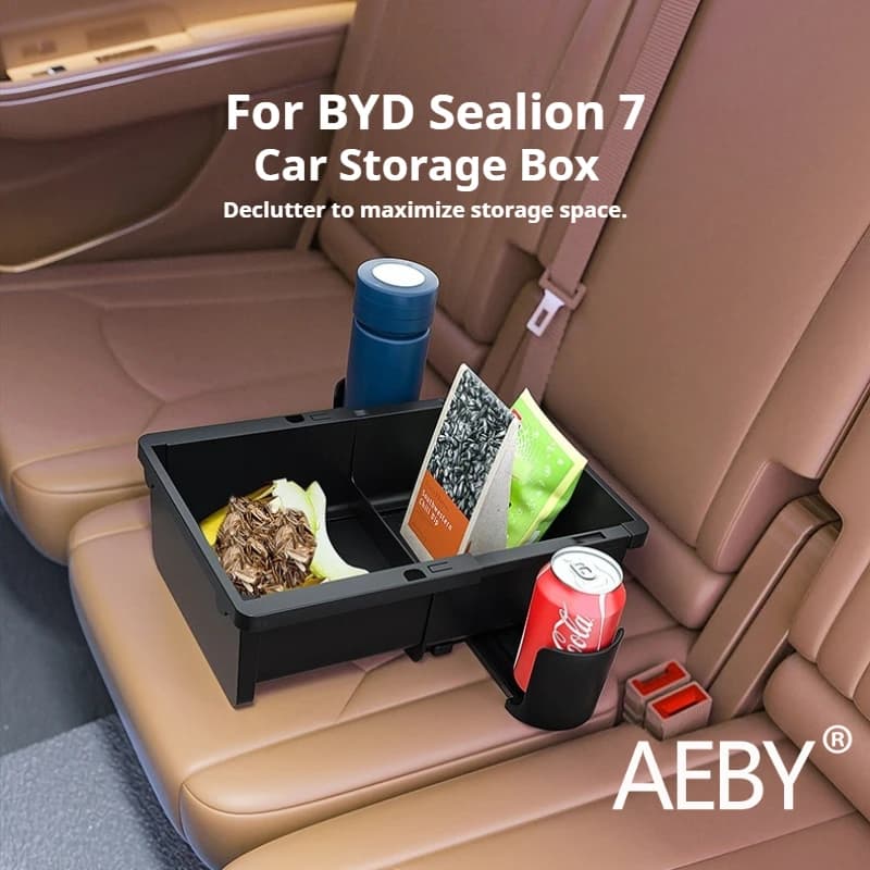 AEBY For BYD Sealion 7 2024 Car Armrest Organizer, Multifunctional Storage Box Tissue Holder, Center Console Box Car Accessories