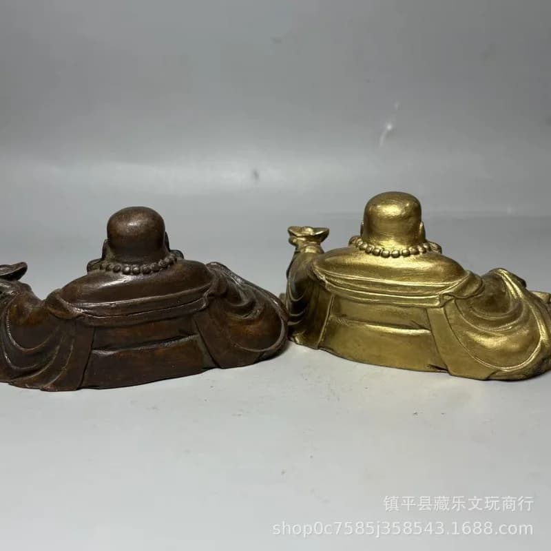 Antique Vintage Figurine, Laughing in a Cloth Sack, Big Belly Buddha Bronze Statue, Home Decor, Dropshipp