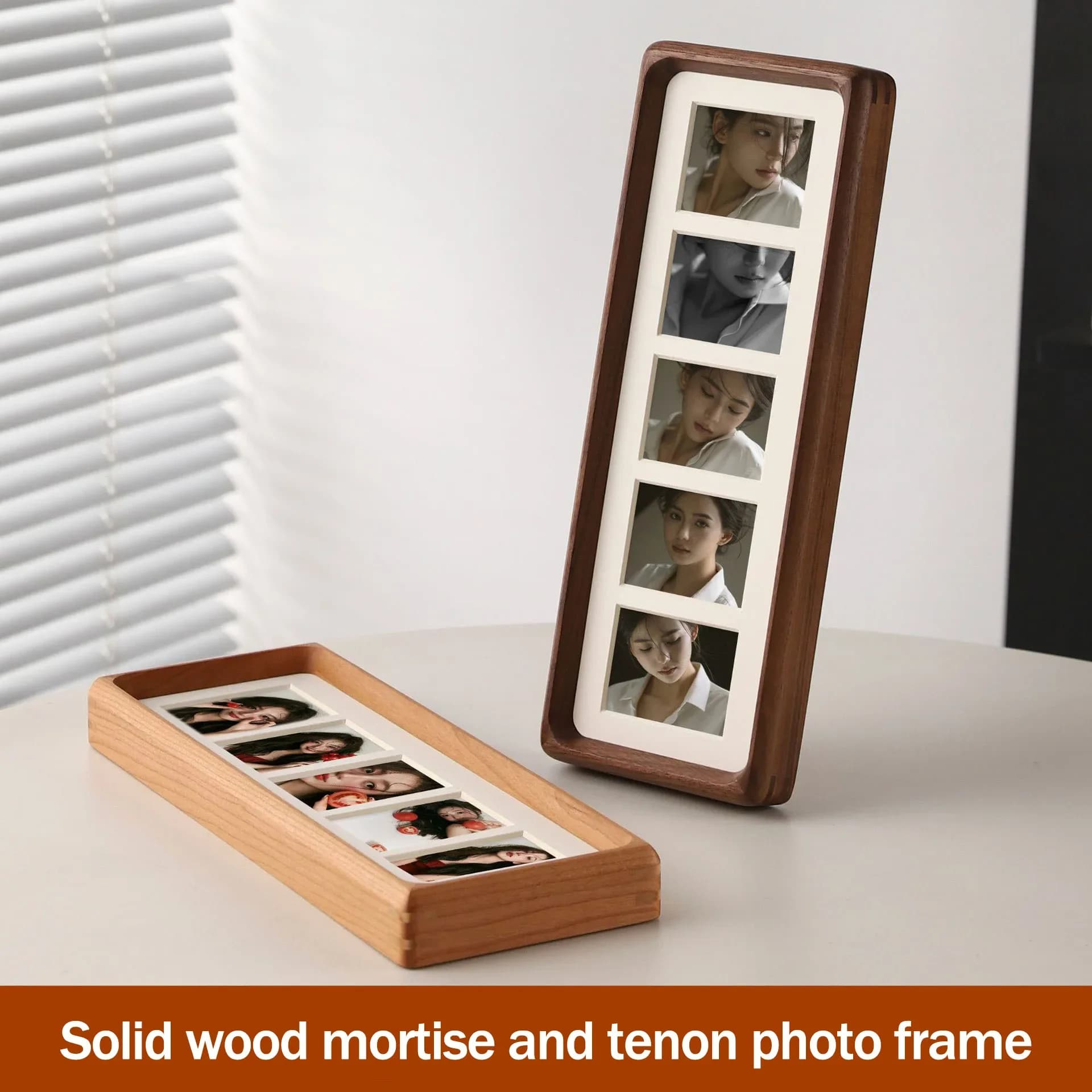 Black Walnut Photo Frame High-Quality Teak/Cherry Wood/Beech Mortise and Tenon Five-hole Picture Frame Display Stand Home Decor