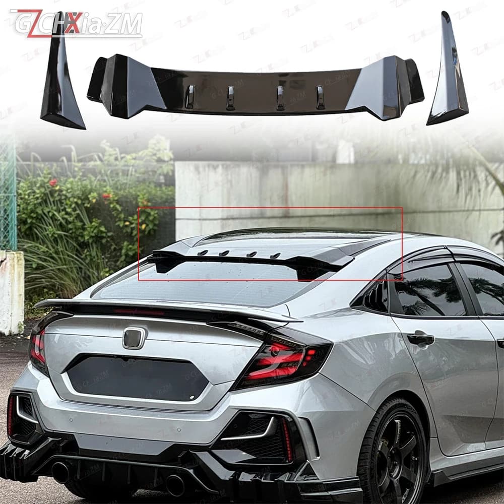 Roof Rear Spoiler Wing Carbon Fiber Trim Modification Splitter Diffuser Body Kit Refit For Honda Civic Sedan  2016-2020