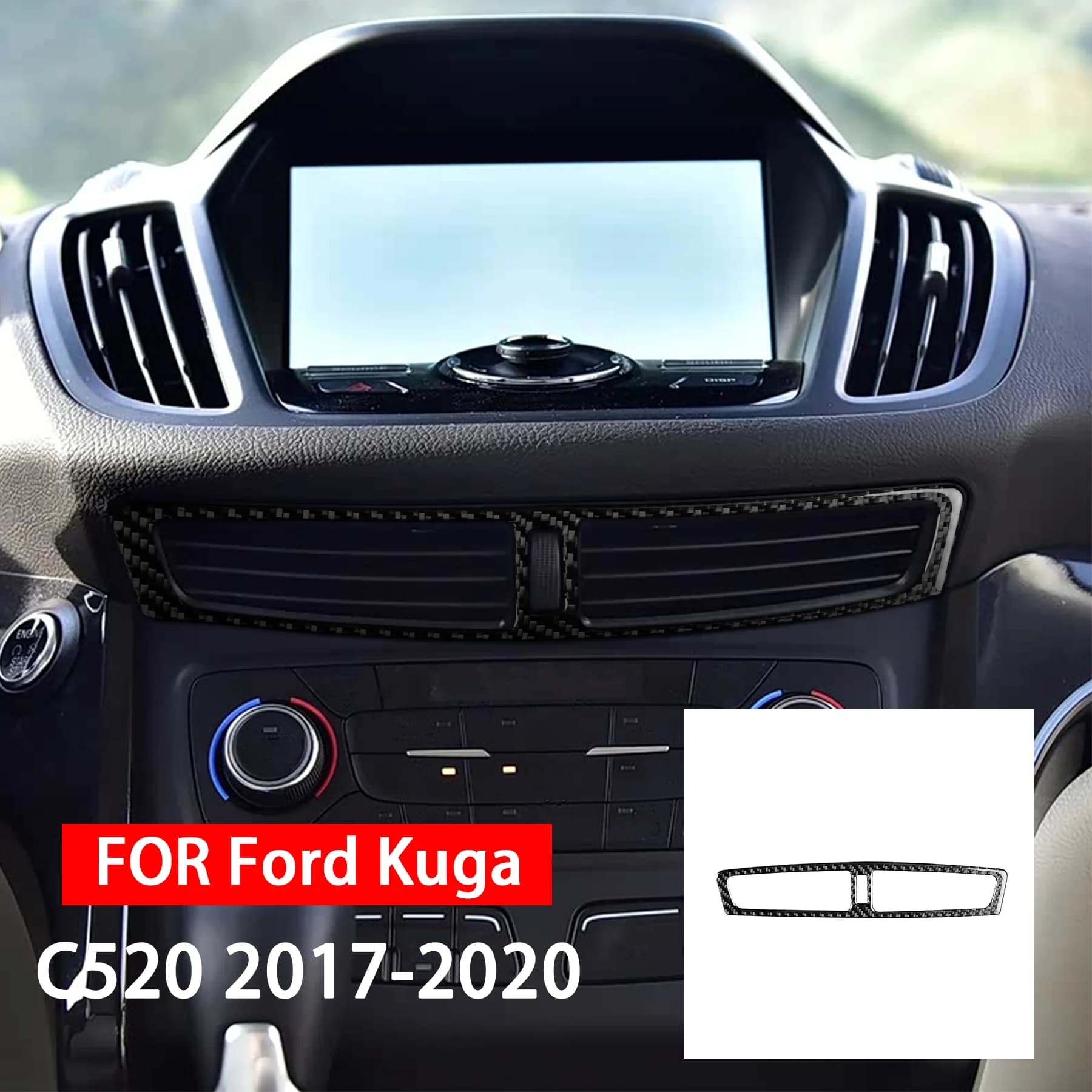 For Ford Kuga C520 2017 2018 2019 2020 Carbon Fiber Central Control Air Conditioning Vent Frame Car Interior Accessories Sticker