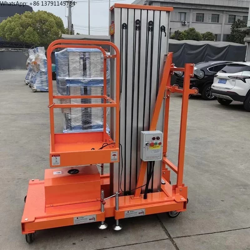 4-14m Electric Ladder Vertical Mast Lift Portable Hydraulic Ladder Aluminum Alloy Man Lifter Platform