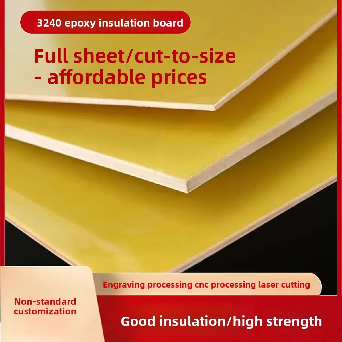 3240 Epoxy Plate Insulation Resin Plate 0.3/0.5/0.8/1/1.5/2/3/4/5/6/8/10mm Thick Fiberglass Board High Temperature Resistant