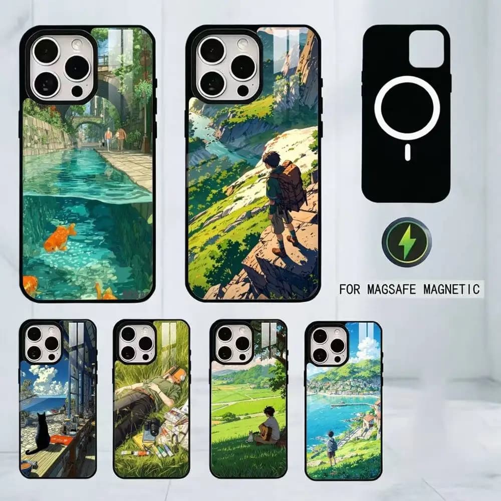 Anime Theme Phone Case For iPhone17,16,15,14,13,12,11 Plus,Pro Magnetic For Magsafe Wireless Charging