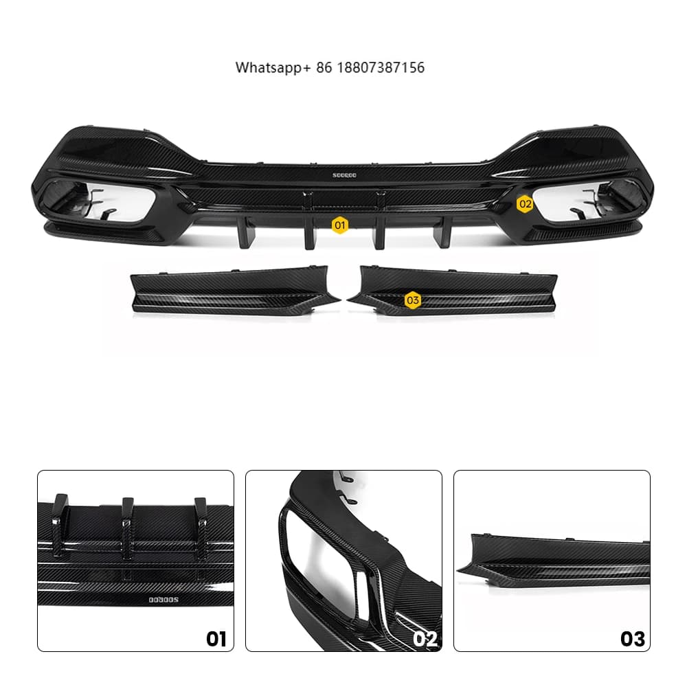 ForBMW 8 Series G16 Rear Bumper Diffuser SQ Style Prepreg Carbon Fiber Diffuser