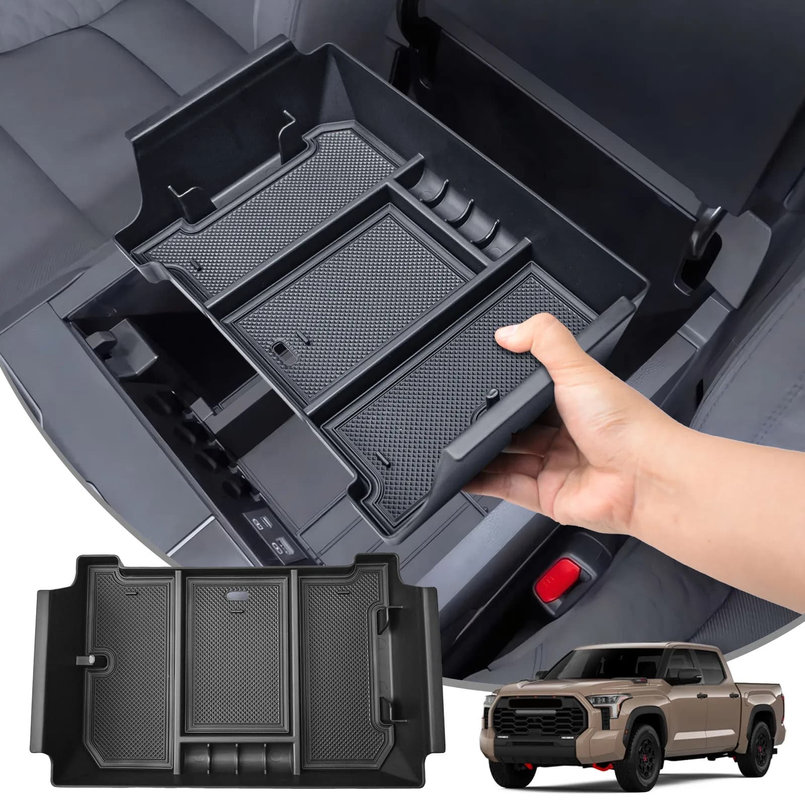 For 2022 2023 2024 2025 Toyota Tundra Center Console Organizer Tray Armrest Storage Box Interior Car Storage Tray Accessories