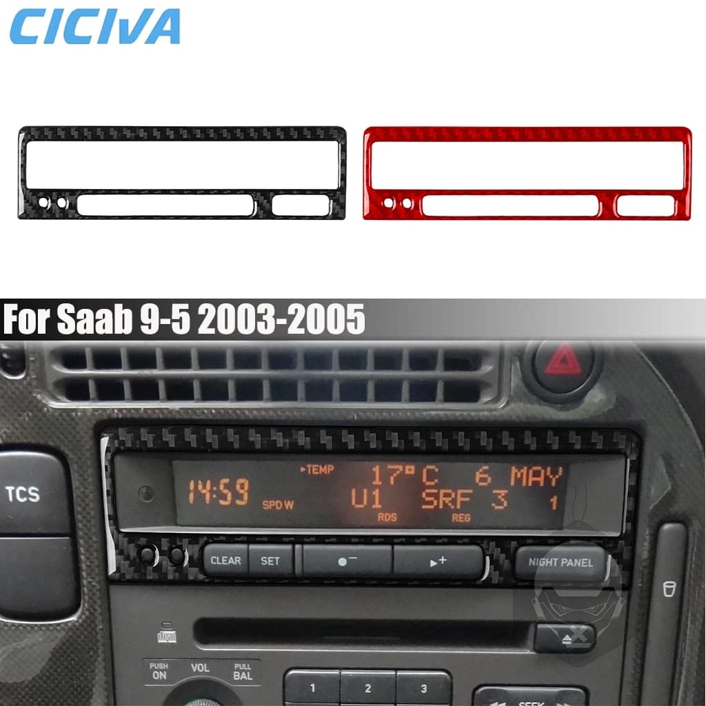 Carbon Fiber Car Accessories Center Console Display Screen Modified Cover Sticker Interior Trim For Saab 9-5 2003 2004 2005