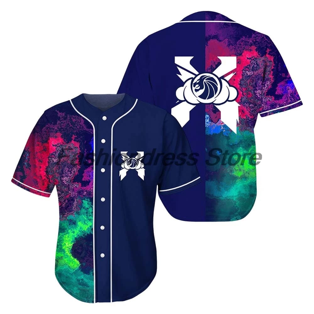 Excision Seven Lions Textured Nebula Space Said The Sky Baseball Jersey Short Sleeve Button-up Shirts Women Men Streetwear Tops