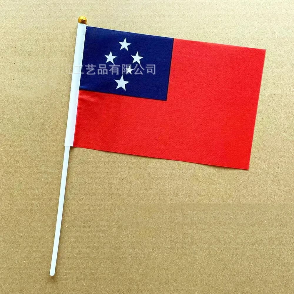 aerlxemrbrae    50pcs/lot  Samoa hand flag 14 * 21cm plastic flagpole, used for waving flags during holiday
