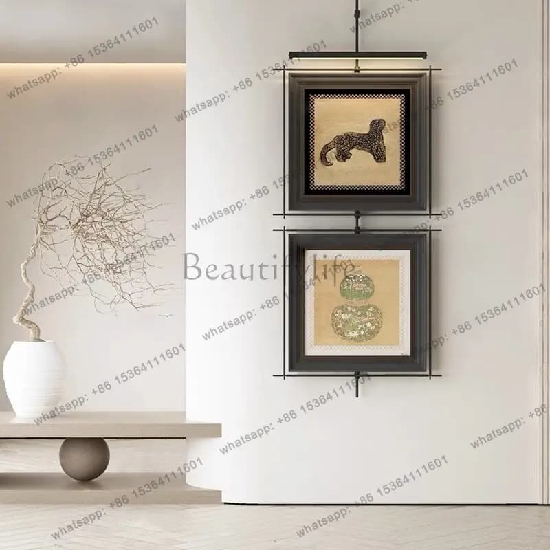 Medieval style painting hotel room atmosphere light restaurant box metal pole painting