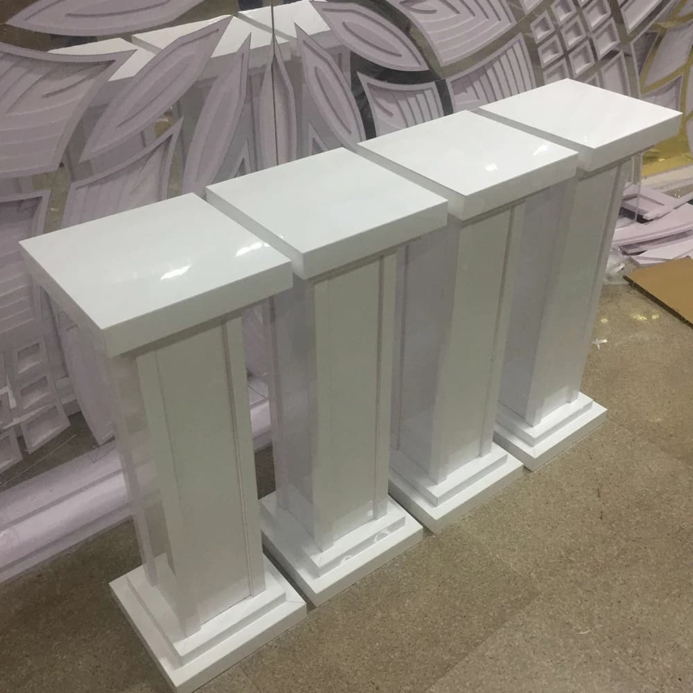 Fancy White Square Aisle Flower Stand Display For Party Banquet Wedding Decoration