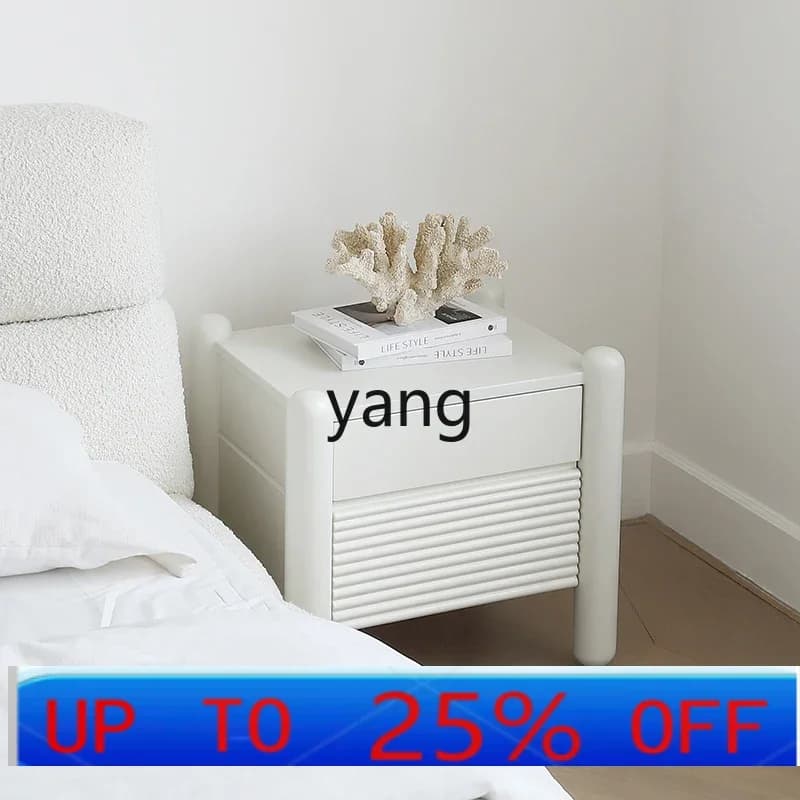 LH  cream wind bedside cabinet white bedside storage cabinet bedroom simple cabinet